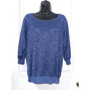 Vanity blue semi sheer 3/4 sleeve top size Large